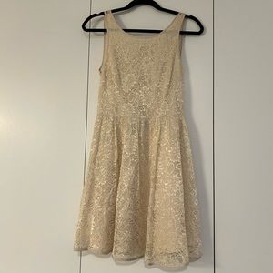 Jack by BB Dakota, cream lace a-line dress with open back, size 2